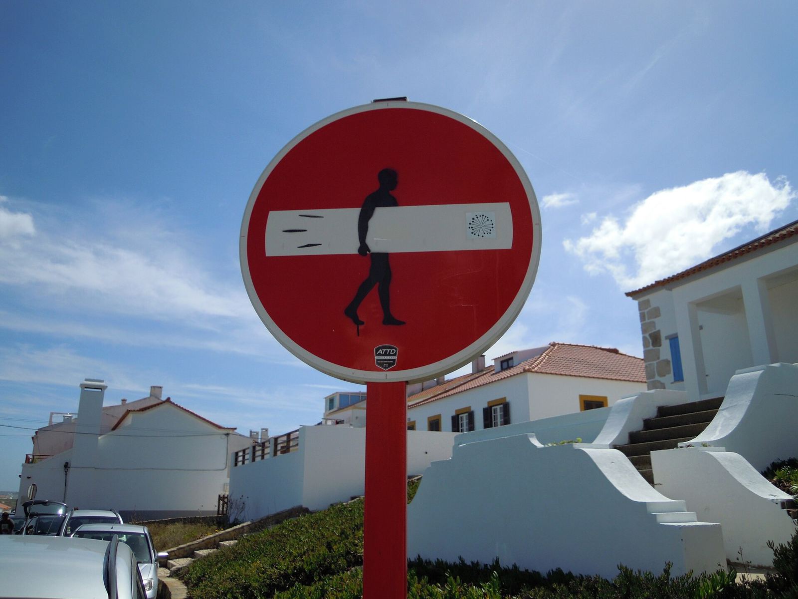 A playful no-surfing street sign in Baleal